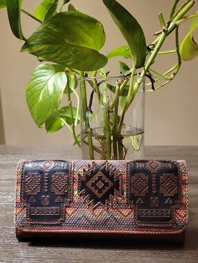 Loungefly Multicolor Aztec Woven Wallet with Brown Accents